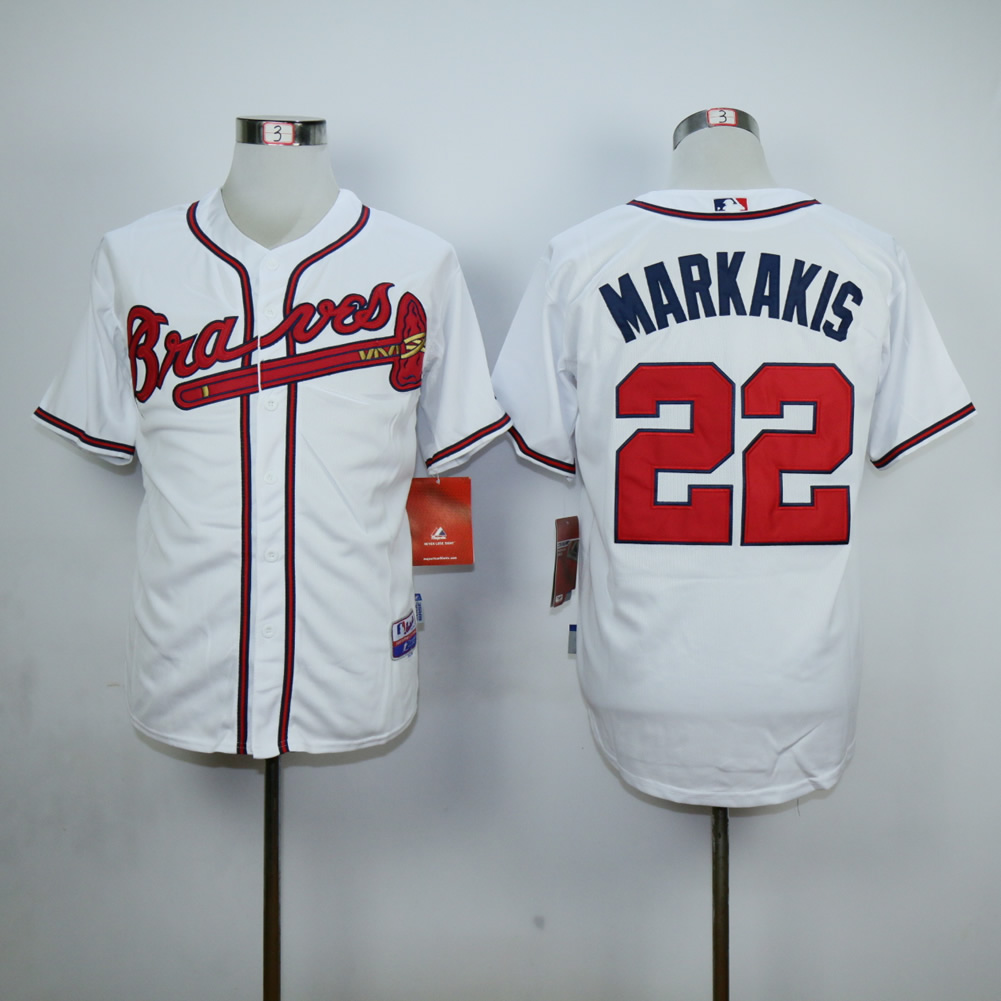 Men Atlanta Braves #22 Markakis White MLB Jerseys->atlanta braves->MLB Jersey